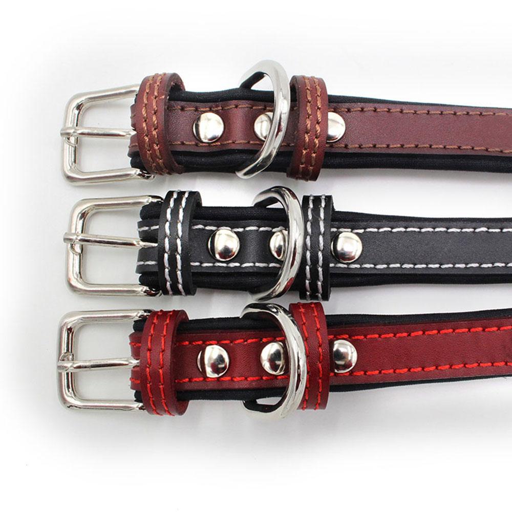 Double-layered Ultra Soft Neoprene Padded Dog Collar Heavy Duty Dog Leather Collar with Durable Metal Buckle Pet Training Collar