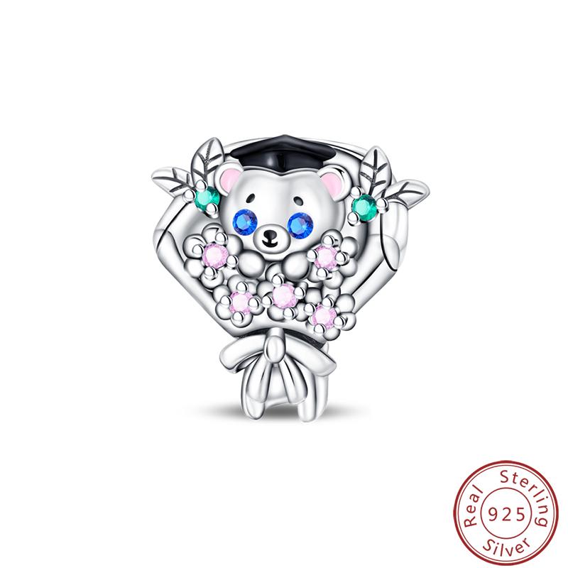 

Cute Copper Circus Dress Flowers Plush Bachelor S Hat Bear Charms Beads 3Mm Diy Jewelry