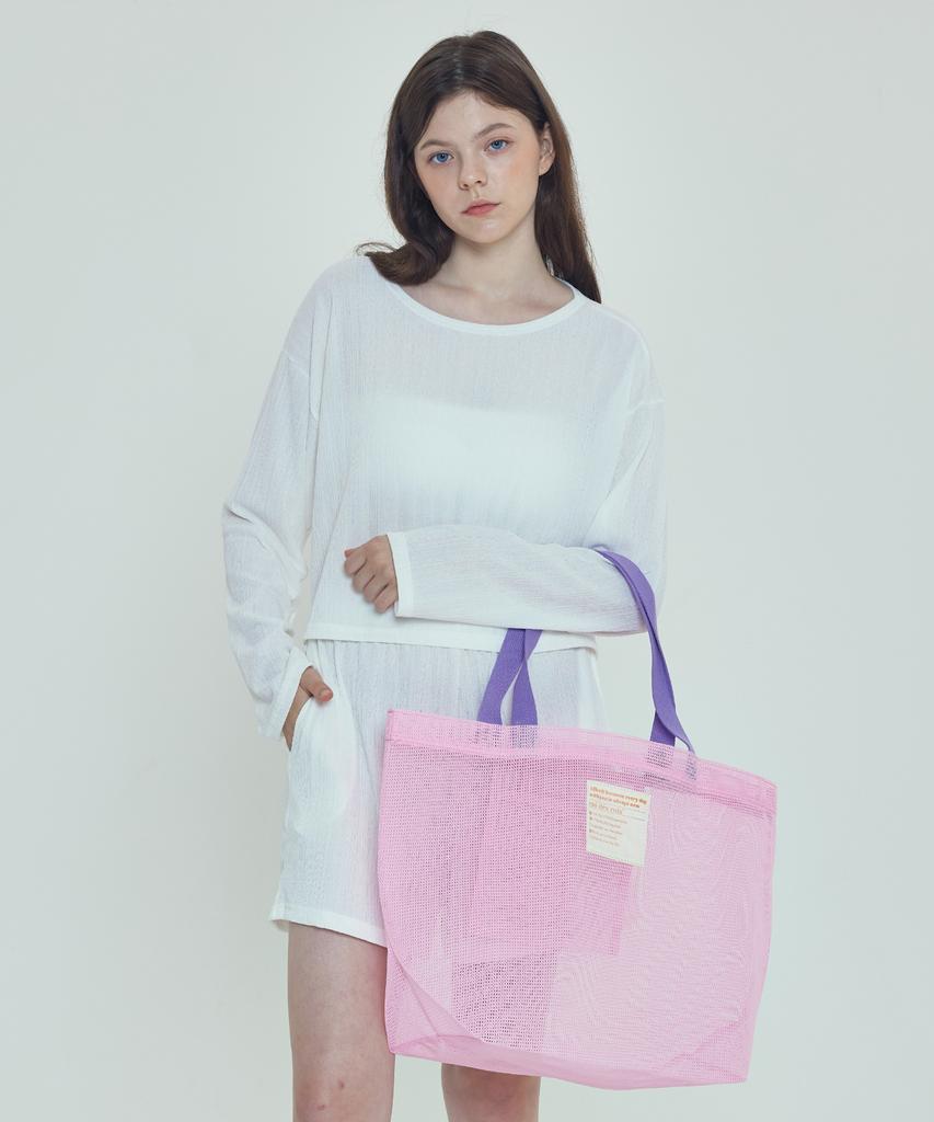 Roidesrois Two-Color Mesh Multi Bag (Pink/Purple)