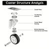 Set Of 4 1"/1.25"/2" PVC Furniture Casters Wear Resistant Mute Universal Heavy Trolley Wheels 360 Degrees Swivel Castor
