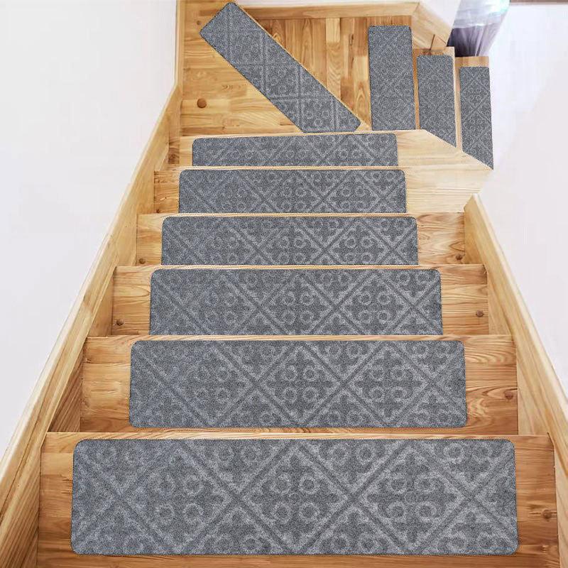 Soft Stair Step Pads with Diverse Embossing Self-adhesive Anti Slip Absorbent Properties Stair Carpet Rugs Protective Sticker Dirt Resistant Floor Mat