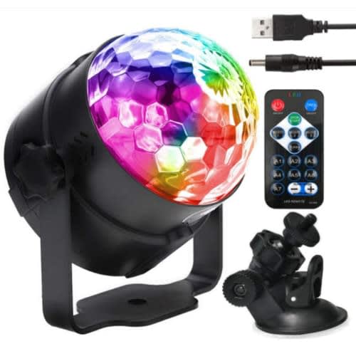 Mirror Ball LED with Remote Control, Disco, Karaoke Light, Party, Stage Lighting, Music-Activated