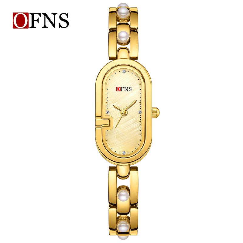Oufanny Vintage Style Women s Oval Mother-of-Pearl Quartz Watch - Waterproof Alloy Bracelet, High Appearance Value, Versatile for Girls