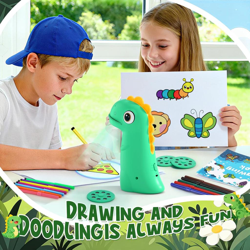 Children's Drawing Projector - Rechargeable Dinosaur Projector, Suitable for Children Aged 3-14 To Learn Drawing