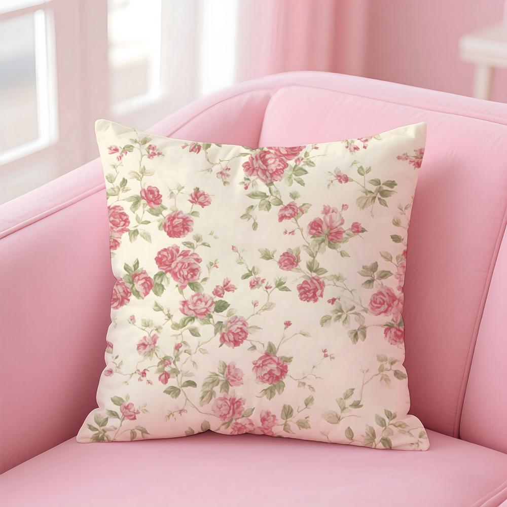 

Fresh Flowers And Fresh Family Style Cushion Cover Linen Pillowcase Cover Soft Decor for Sofa Home Room 30X30cm