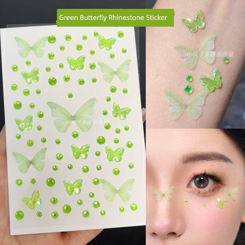 Music Festival Makeup Face Pasters Butterfly Ornament Star Moon Stick-on Crystals Concert Face Sticker Ornament Ornament Rhinestone Bright Diamond