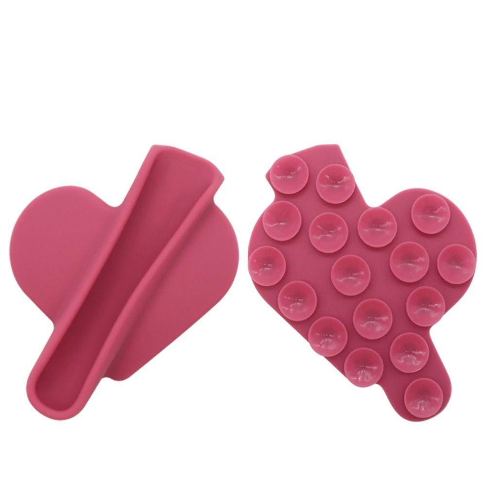 Silicone Lip Glaze Back Holder Heart Shaped Protective Case Phone Lipstick Holder  Women Girl