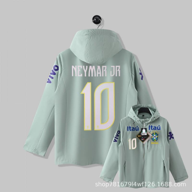 Brazil National Team Football Jacket Men Women Thin Windproof Waterproof Training Top
