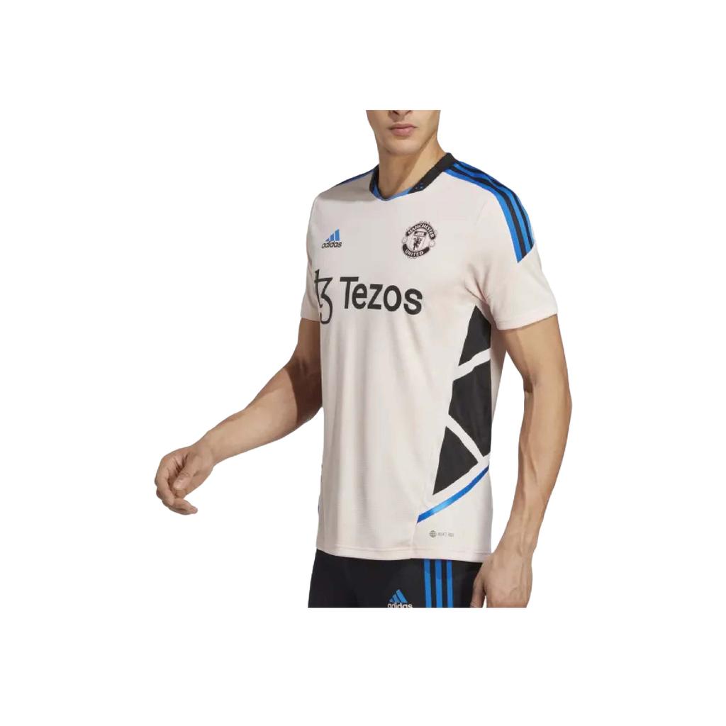 Adidas Manchester United Player Edition Logo Print Training Sports Short Sleeve Football Shirt Unisex Tops Ice-Pink HT4285