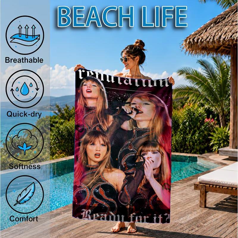Taylor Music Beach Towel, Microfiber Beach Towel, Perfect For Pool, Beach, Travel, Home Decor Beach Party Fan Gifts