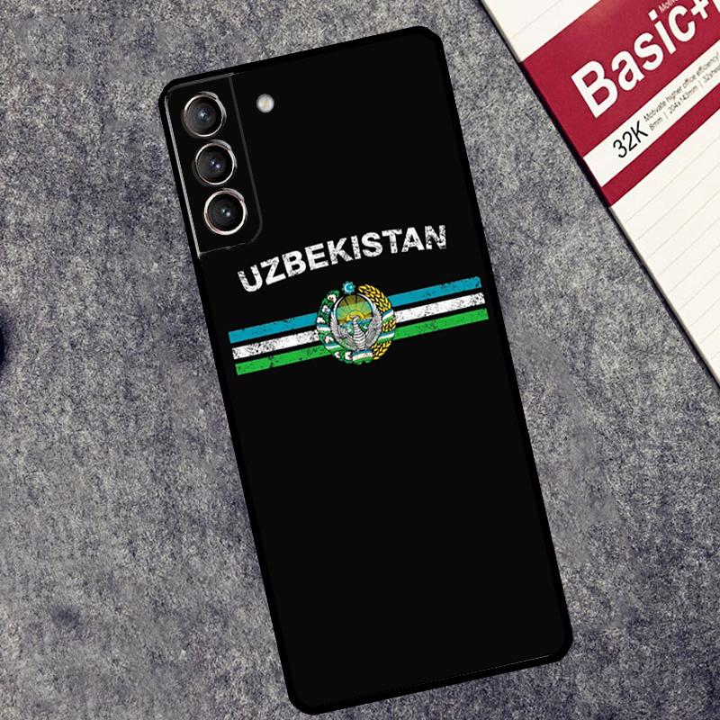Emblem of Uzbekistan National Flag Case For Samsung Galaxy S25 S26 Ultra S20 S21 S22 S23 S10 Plus S25 FE S24 Ultra Cover Coque