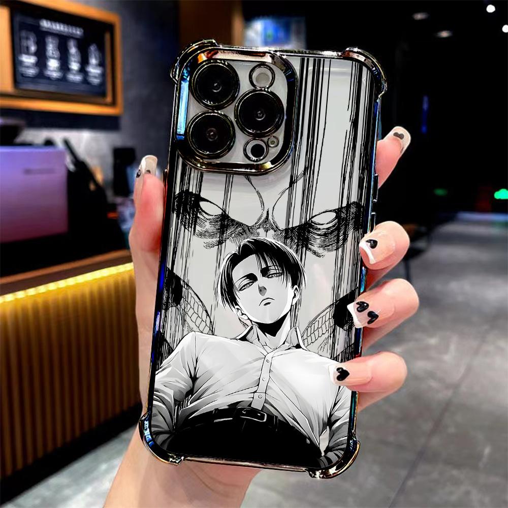 Anime Attack Phone Case For iPhone 17 16 15 14 13 12 11 Pro Max X XR XSMax Mini Air Plus Anti-Fall Airabag On Titan Levi Plating