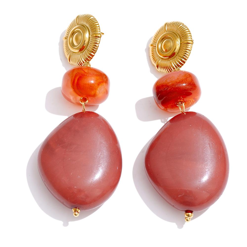 

Yhpup New Stainless Steel Red Resin Acrylic Geometric Drop Earrings Waterproof Attractive Handmade Jewelry for Women Accessories