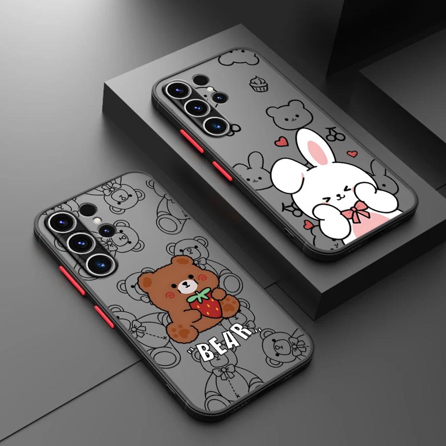 Funda Back Phone Cover Case for Samsung Galaxy S26 Note 20 Ultra 10+ S23 FE S20 FE S22 S24 Plus S21 S25 Ultra Cartoon Bear