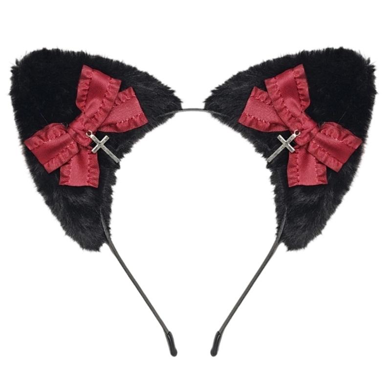Themed Party Ear Headband with Soft Plush Texture, Ribbon Detail and Hanging Charm for Costume Styling and Photos