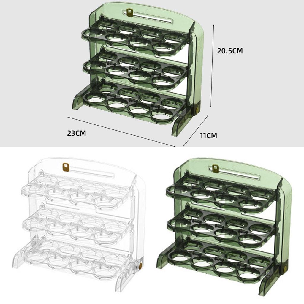 Three Layers Egg Tray Dispenser Holder 24 Grid for Kitchen Drawer Household White