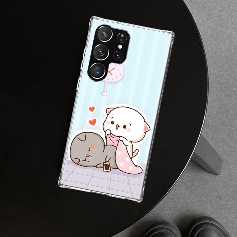 Cute Peach Goma Cat Phone Case Cover for Samsung Galaxy S26 S25 Edge S24 S23 Ultra S22 Plus S21 FE S20 + Art Customized Fundas G