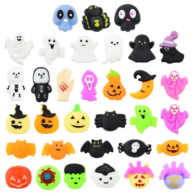 10Pcs Halloween Pumpkin Ghost Squeeze Stress Relief Toy Gift For Happy Halloween Party Decoration Kids Favors Guest Goodie Bag