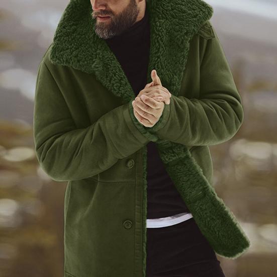 Herrenmantel Verdickt Einfarbig Mittellang Lässig Herren Gefüttert Winterjacke