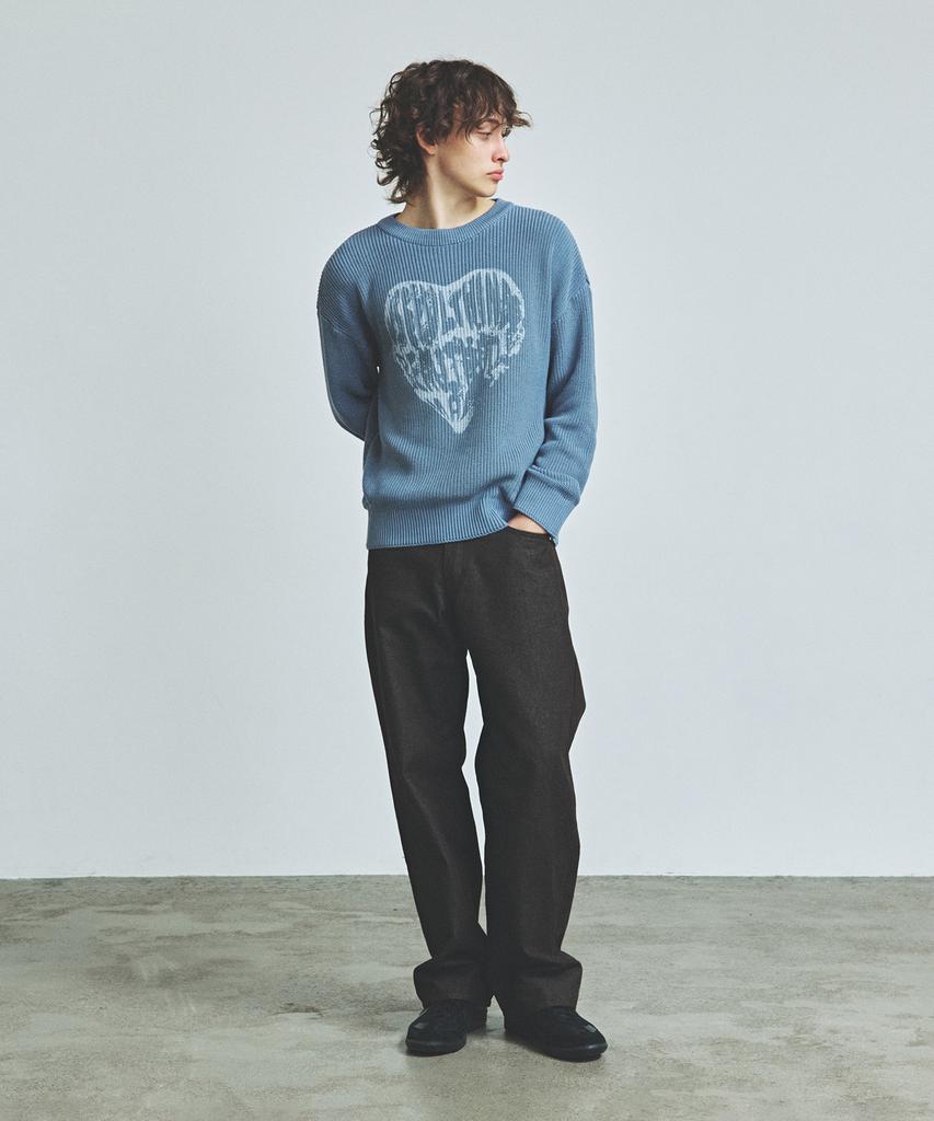 KNITTED Vintage Heart Round Knit Stone Blue