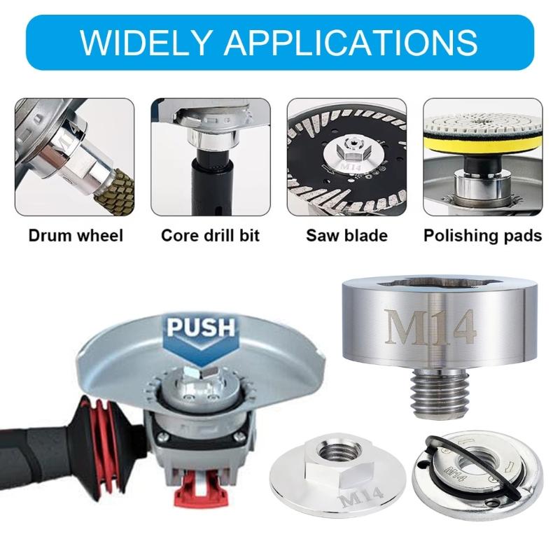 Quick Changes Angles Grinder Adapter Steel M14 Shafts With Flange Nut Clamps Plate For X Lock
