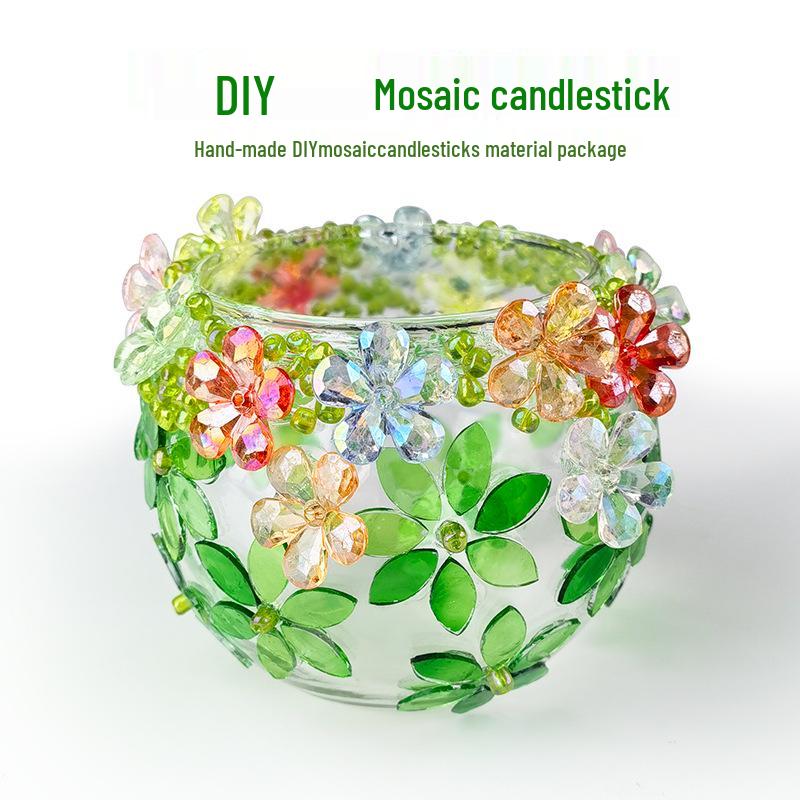 Handgemachtes DIY Glasmosaik Kerzenhalter Vase - Kreatives Eltern-Kind-Lernspielzeug, Perfekt für Geburtstagsgeschenke