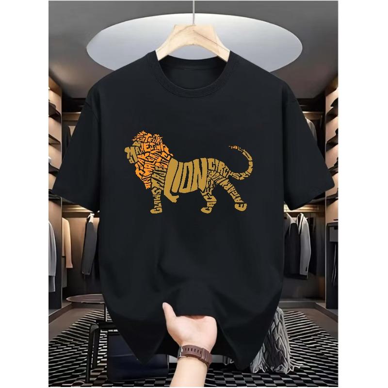 Löwen Herren Casual Digitaldruck T-Shirt - Rundhals, Kurze Ärmel, Street Hip-Hop Stil, Sommer Europäischer und Amerikanischer Modetrend, Sportlicher Look