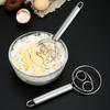 Danish Dough Whisk Dutch Style Stainless Steel Bread Dough Hand Mixer Binocular Coil Head Comfort Handle For Biscuits Bread Cake
