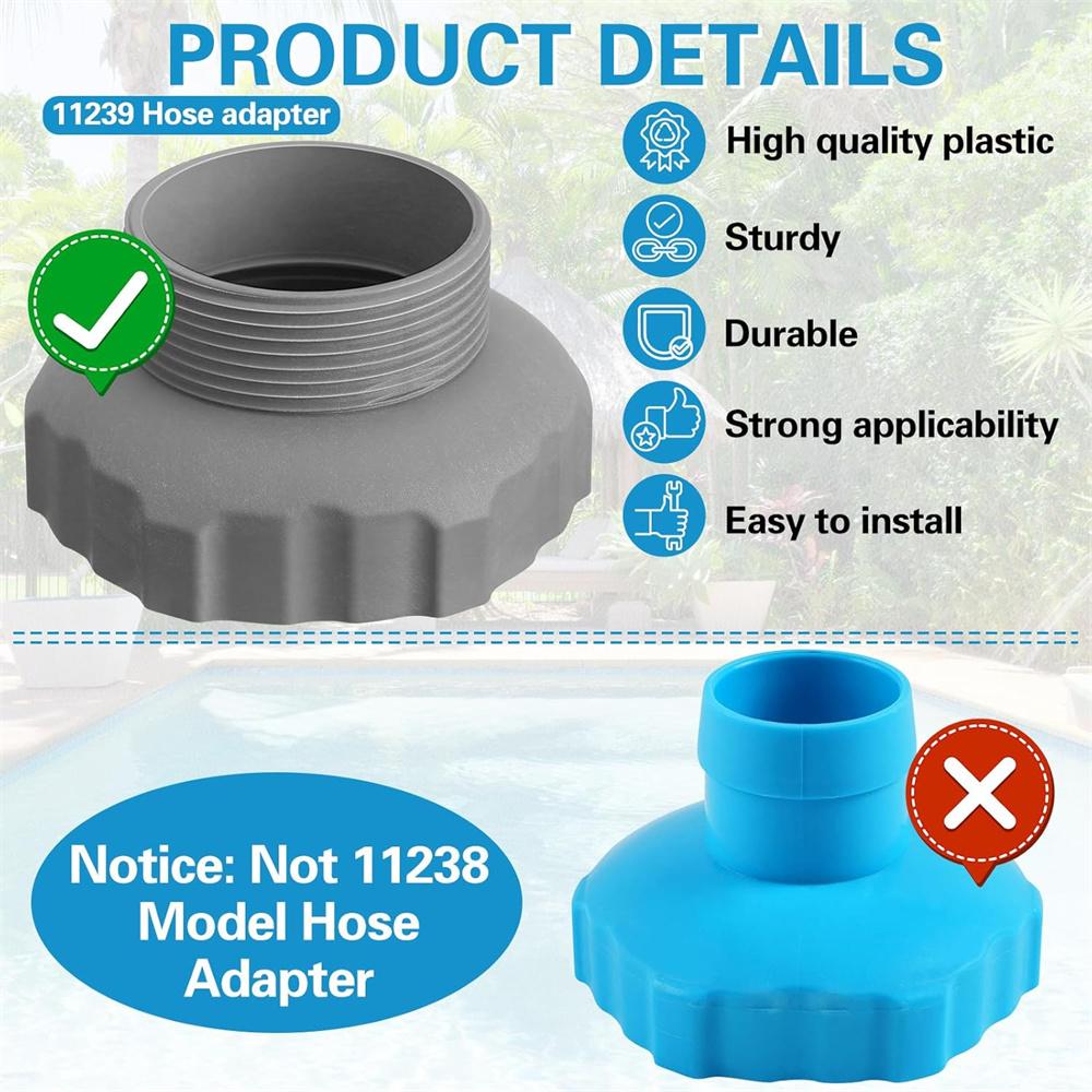 3 Pcs 11239 Hose Adapter Compatible with IN-TEX Part Pool Vacuum Hose Adapter Pool Skimmer Hose Adapter