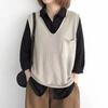 Spring and Autumn Women's Solid Color V-neck Artistic Knitted Vest Plus Size Sweater Vest
