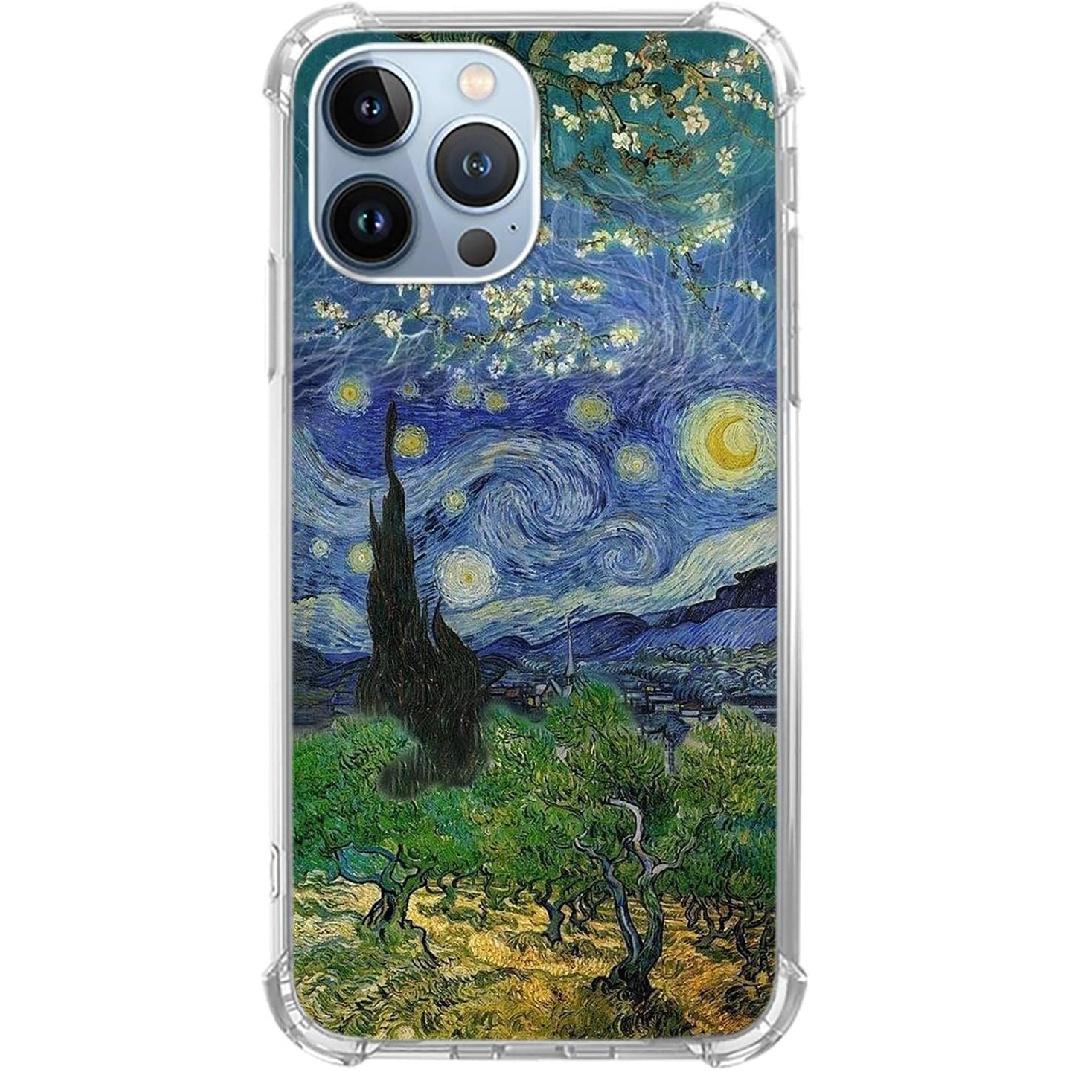 Van Gogh Paintings Phone Case Compatible with iPhone 15 Pro Max, Three Artworks from Van Gogh Art Trendy Cool Girl Boy Case for iPhone 15 Pro Max,