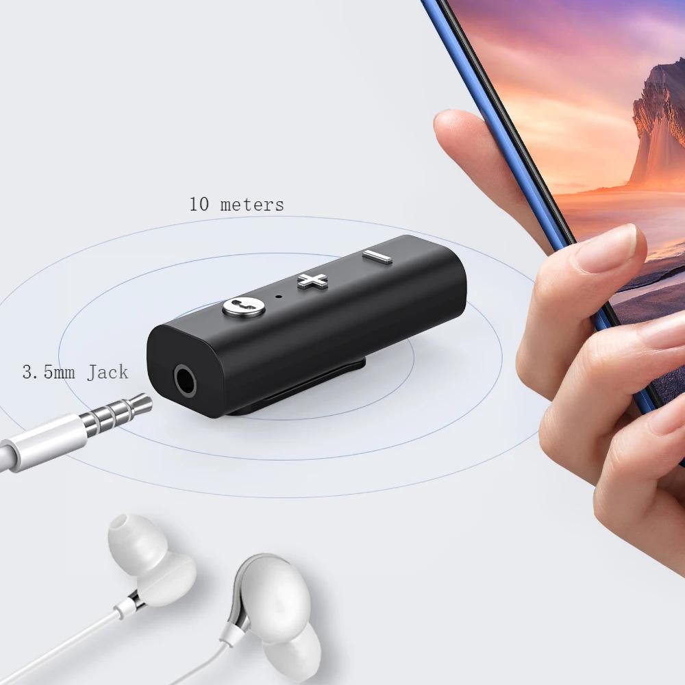 Bluetooth 5.0 Audio Receiver 3.5mm AUX Stereo Music Wireless Adapter with HD Mic HandsFree Calling for Car Kit Speaker Headphone