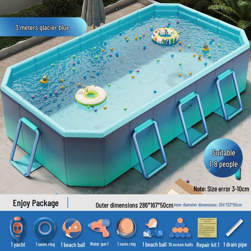 Inflatable Children's Swimming Pool with Slide - No Inflation Needed, Thickened Foldable Design for Home and Outdoor Use