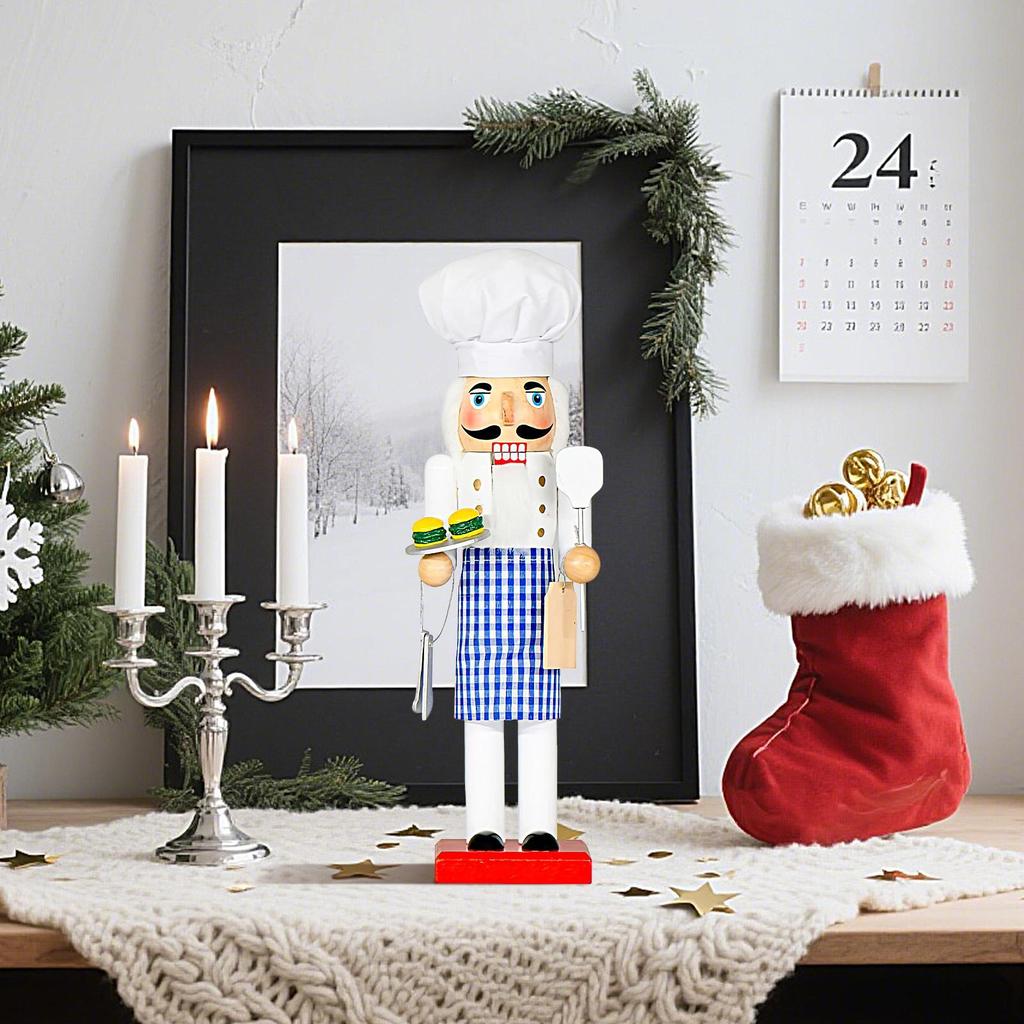 Chef Nutcracker 14 Inch Nutcracker Desktop Ornaments with Chef Hat Holiday Collectibles for Table Centerpiece Fireplace Mantel