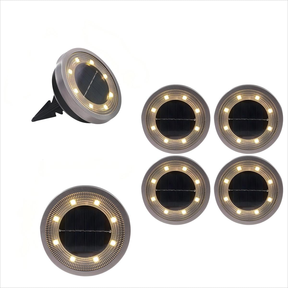 

LITNOFAY Solar Outdoor Garden Lights, In-ground Mount, IP66 Waterproof and Dustproof, Automatic Charging and Turning On, Set of 4 Warm Lights (4 Warm