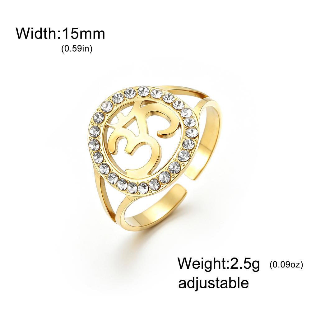 Dawapara Anello da Donna Regolabile Om Ohm Acciaio Inossidabile Simbolo Buddista Yoga Meditazione Minimalismo Spirituale Gioielli