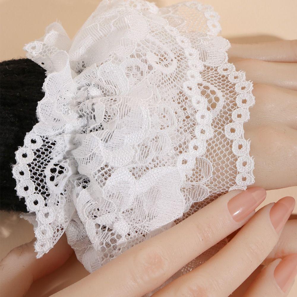 Costume Accessory Fake Cuff Lace Ruffled Wrist Lace Cuff Fake Sleeves Cuffs  Stage Performance