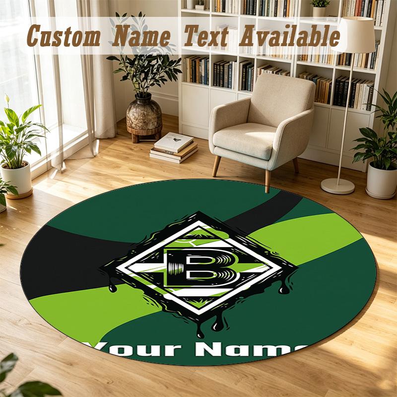 Round Rug Custom NameBorussia Mönchengladbach Pattern Non Slip Carpet Home Floor Decor
