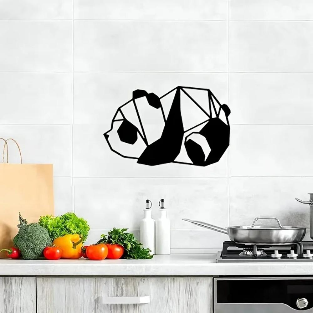 1pc Metal Pandas Wall Art - Black Metal Sculptures for Outdoor, Living Room, Bathroom, and Bedroom Decor