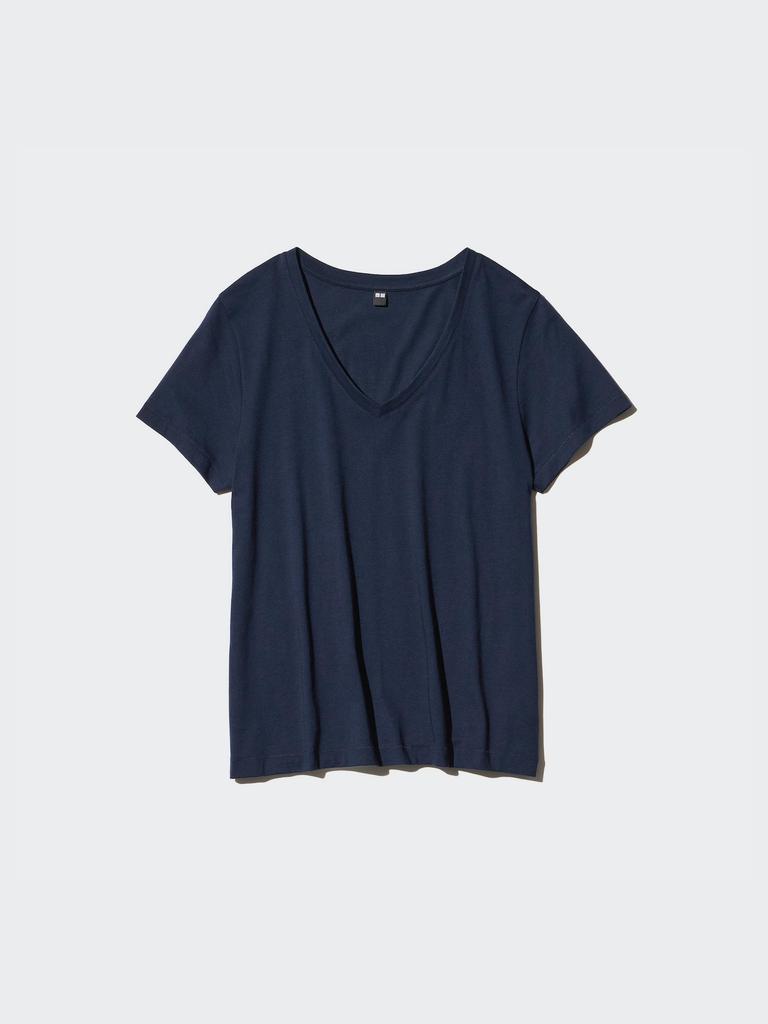 Uniqlo W S Supima CoTTon V Neck S S T ShirT