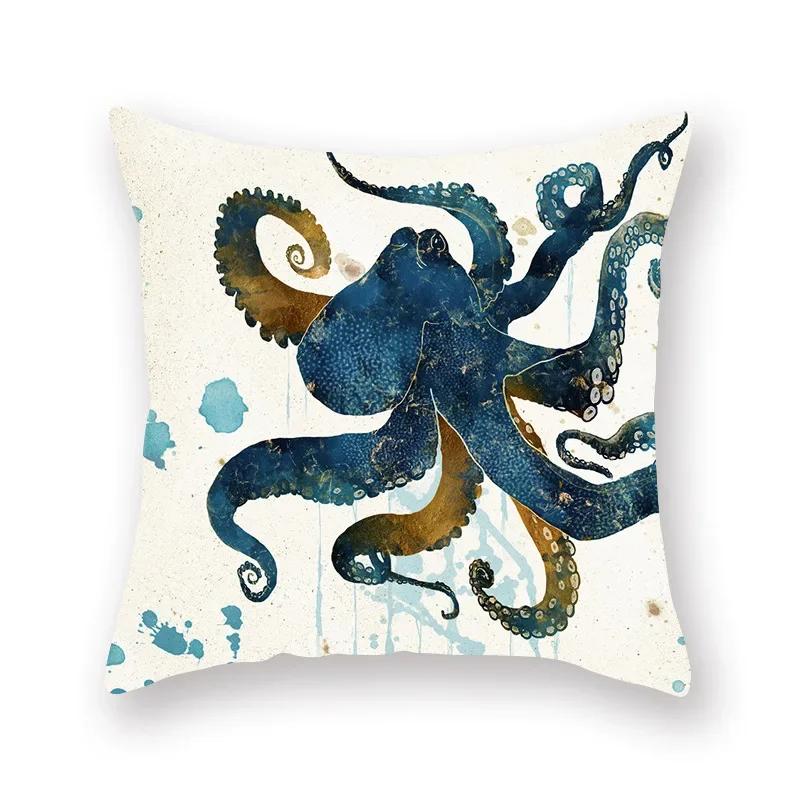 45x45cm Abstract Art Geometric Mountain Sunset Octopus Creative Pillow Cover Sofa Office Seat Cushion  Home Decoration