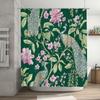 Peacock Floral Green Bath Mat Shower Curtain Decorative Home Textile Waterproof Decoration for Bathroom Pink Flowers Pattern 3D