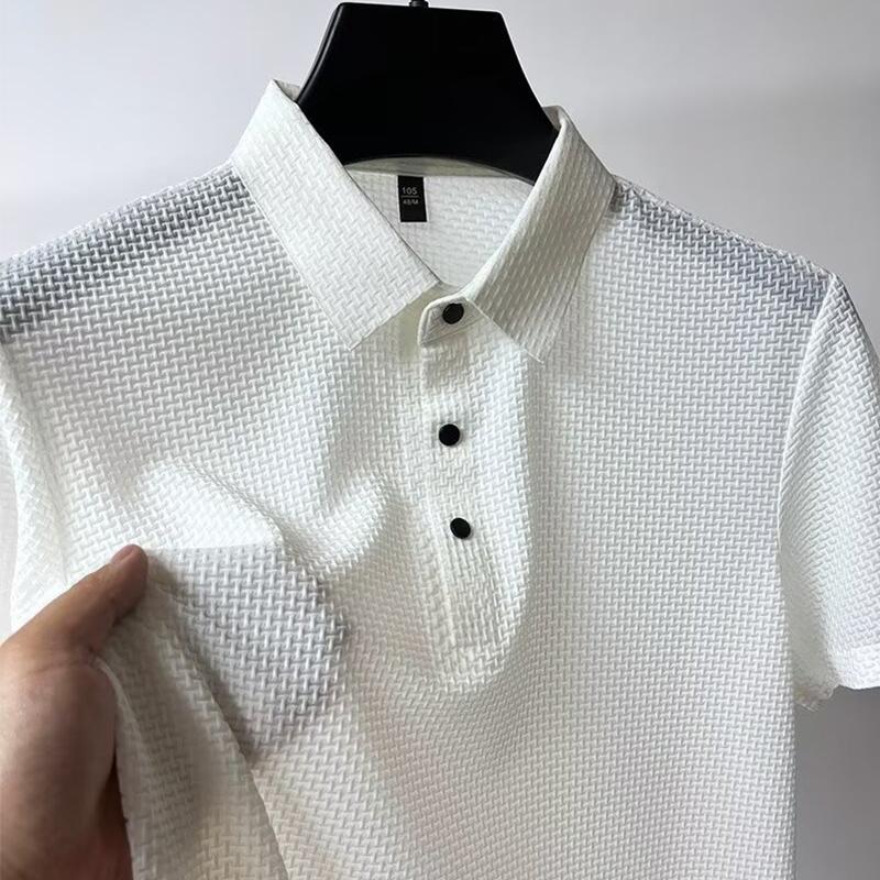 STORN New Men's Business Casual Short Sleeved Bone Flower Solid Color POLO Shirt Fashion Breathable Comfortable Summer Versatile Top