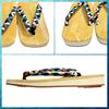 Edoten Geta Made in Yellow Tatami Patterned Navy Shippo Size L Sandals, Japan, Sole, Strap, Blue, Pattern,