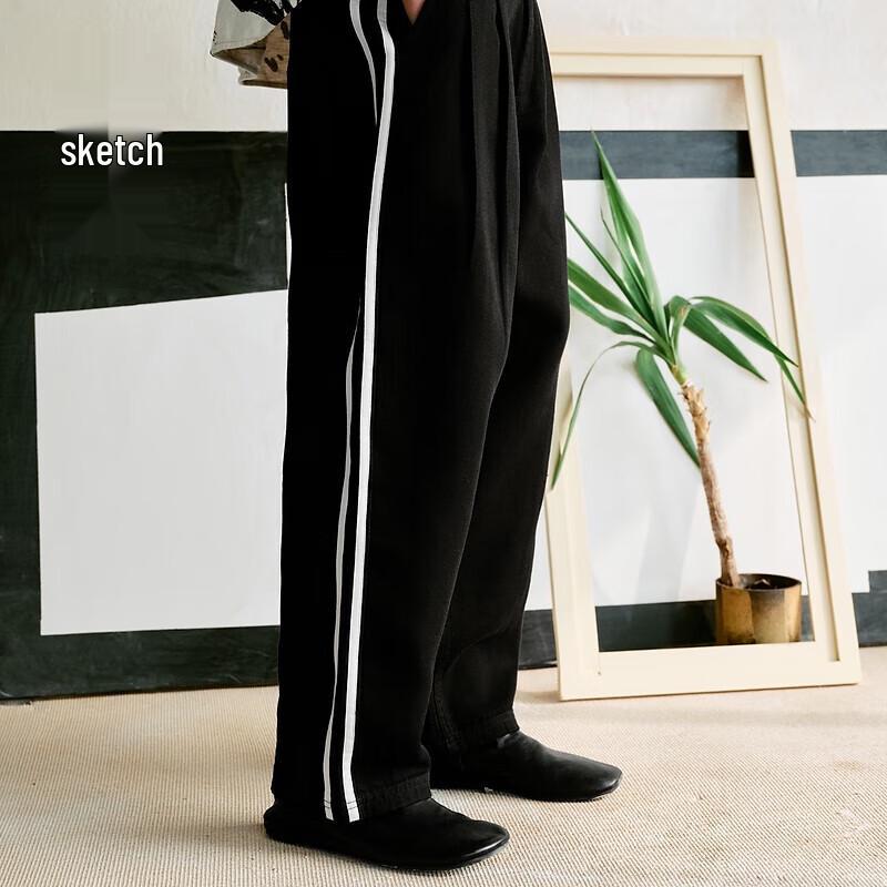 

CROQUIS Мужские брюки прямого свободного кроя на весну 2023 года с контрастной тесьмой S