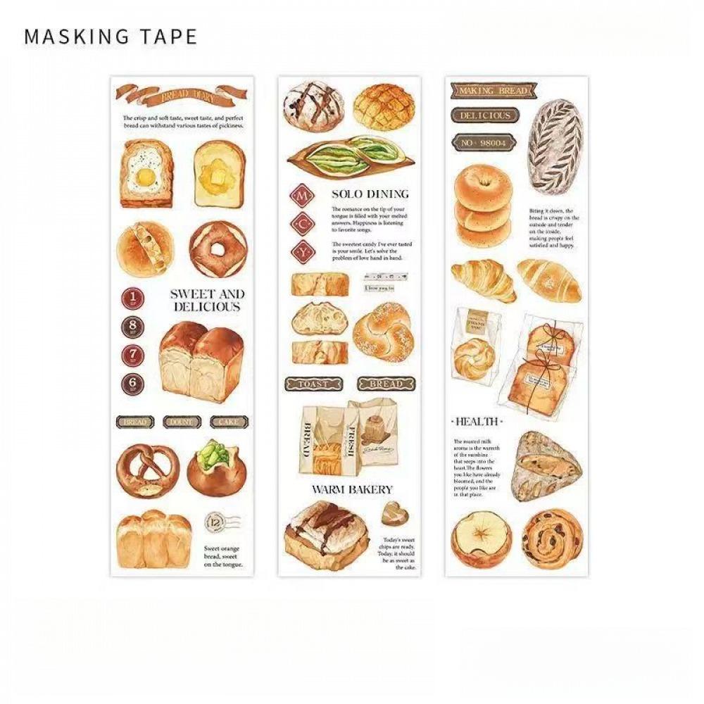 

3 Sheets/pack Bread Ice Cream And Coffee Stickers Yummy Food Transparent PET Stickers for Scrapbooking Embellishments