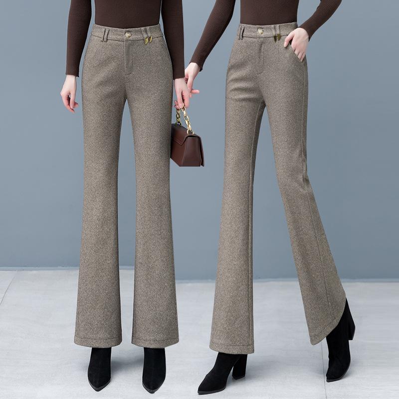 

High-Waisted Women s Wool Flare Pants - New 2025 Autumn/Winter Collection 2XL: 126-135 lbs чорний