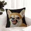 Cushion Cover Embroidered Animal Print Hidden Zipper Replaceable Design Sofa Pillowcase Home Living Room Bedroom Office Decor