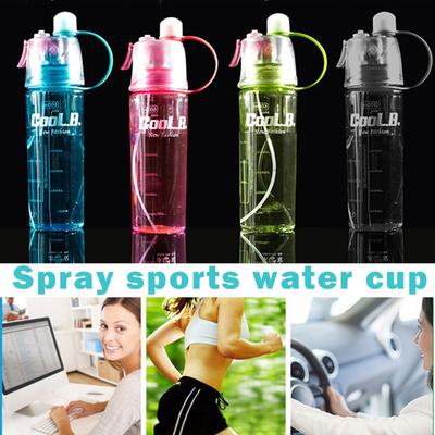 600ml Plastic Drinking Water Bottle Mist Spray Climbing Sports Travel Portable