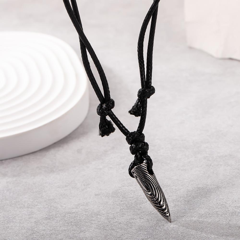 

Ожерелье Холодный фронт Черный веревка сплошной кулон ретро простой кулон серебряный